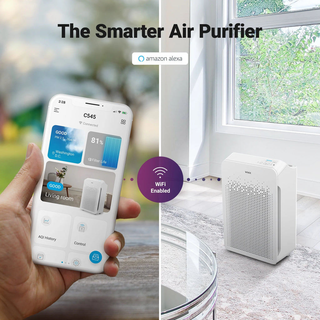 Purificateur d’air Winix C545 reconditionné avec filtre HEPA véritable et filtre à charbon, capture la fumée, les allergènes et les odeurs