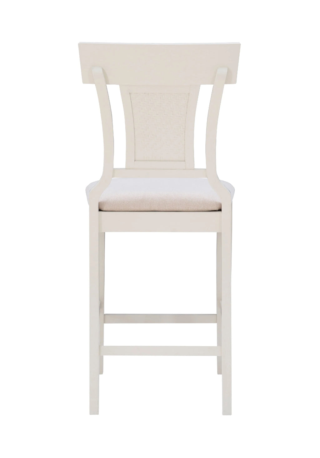 Tabouret de comptoir Linon Roseglen 26, finition blanchie avec tissu beige