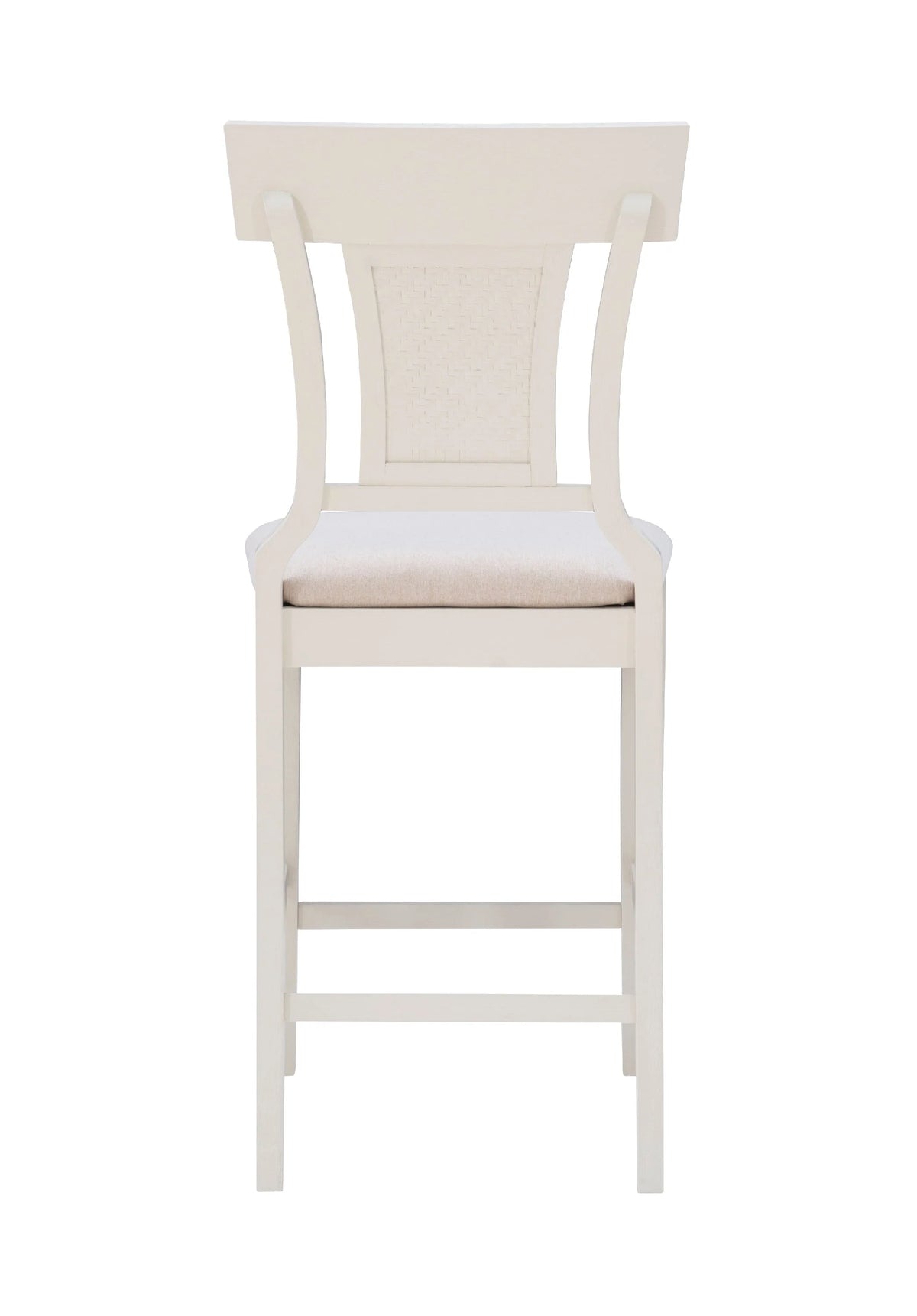 Tabouret de comptoir Linon Roseglen 26, finition blanchie avec tissu beige