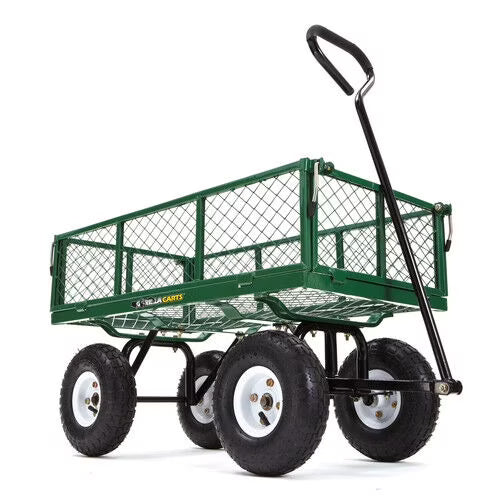 Chariot de jardin en maille d'acier Gorilla Carts GOR400 de 400 lb avec 10 pneus