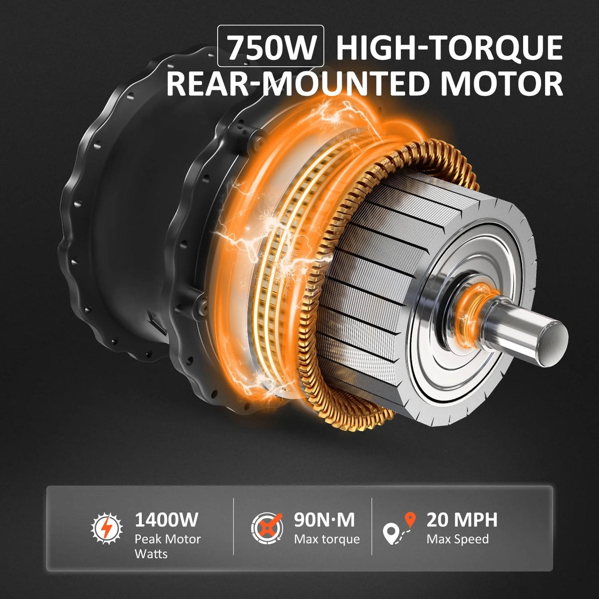 Tricycle électrique pliant Addmotor, tricycle électrique 90 mi pour adultes, 750 W 48 V 20 Ah, vélos électriques à 3 roues CITYTRI, tricycle à cadre ouvert avec différentiel de vitesse arrière et frein de stationnement, E-310 Plus rouge