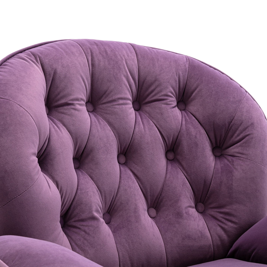 Fauteuil d'appoint pivotant en velours avec pouf, fauteuil méridienne moderne avec structure en métal et repose-pieds, fauteuil confortable pour la lecture, salon, chambre, bureau, bleu