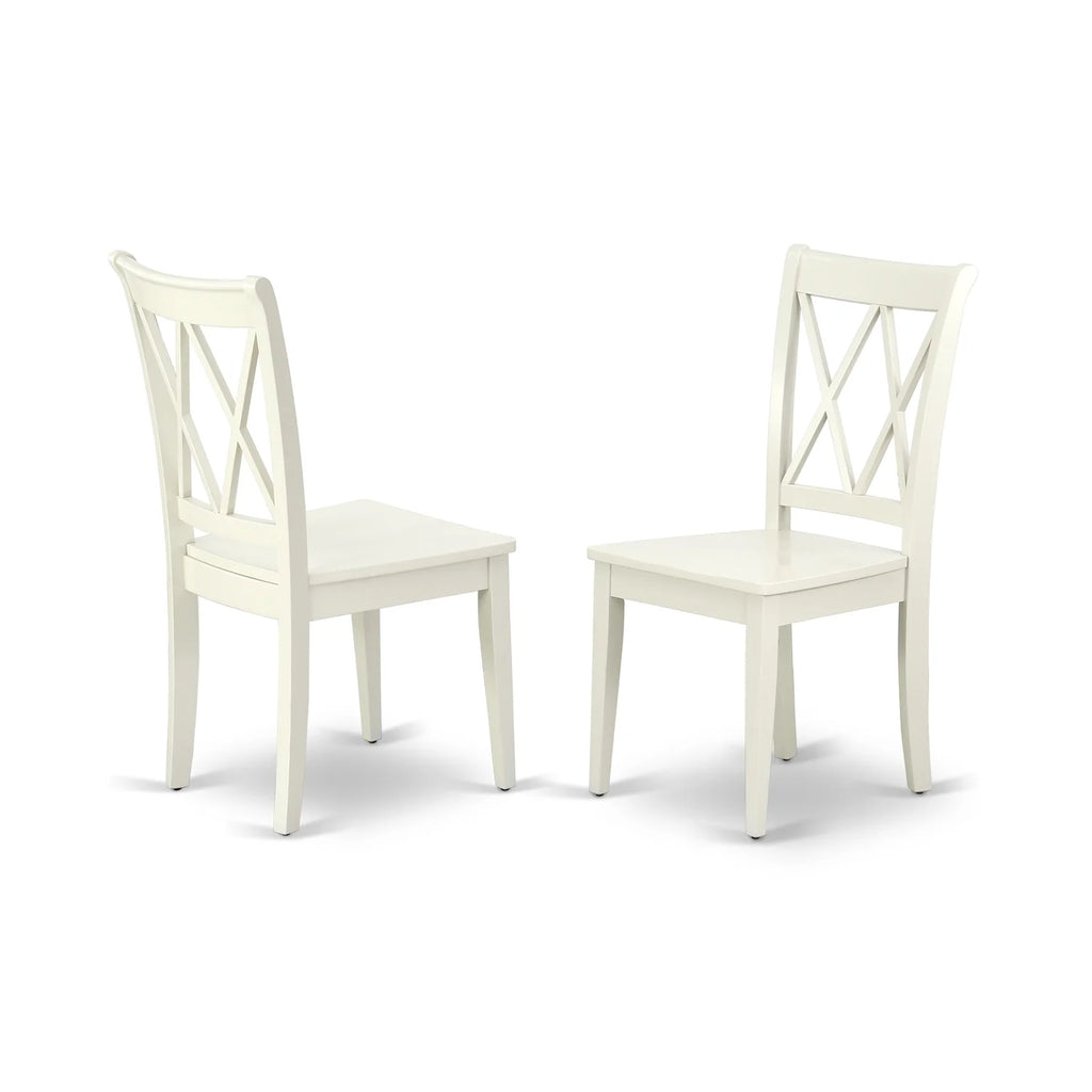 Ensemble de table à manger de 5 pièces HomeStock Country Cottage comprend une table de cuisine ronde avec piètement central et 4 chaises de salle à manger, 42 x 42 pouces, finition blanc lin