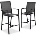 Best Choice Products Lot de 2 tabourets de bar d'extérieur, Chaises de patio hauteur bar avec maille toutes saisons - Noir/Noir