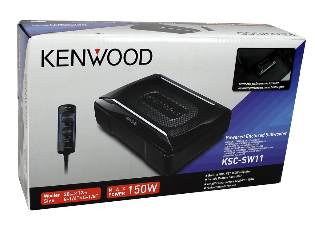 Caisson de basses compact amplifié Kenwood KSC-SW11 de 150 watts avec télécommande