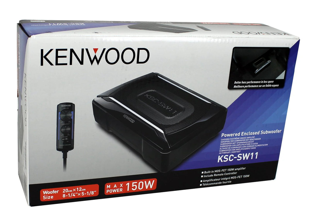 Caisson de basses compact amplifié Kenwood KSC-SW11 de 150 watts avec télécommande