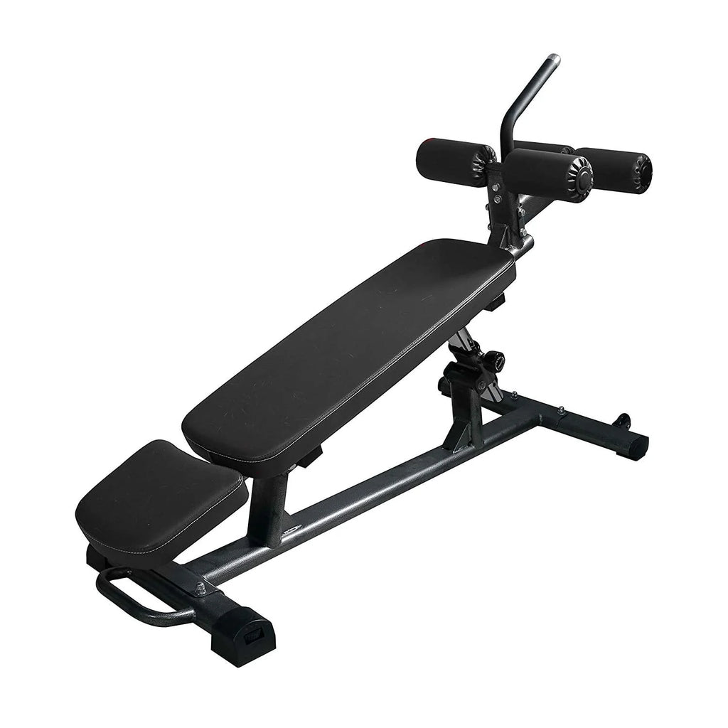 Finer Form Semi, Banc à Abdominaux Commercial Elite, Poignée de Crunch Inversé pour Exercices Abdominaux, Crunch Inversé et Sit-up Décliné avec 4 Réglages de Hauteur, Noir