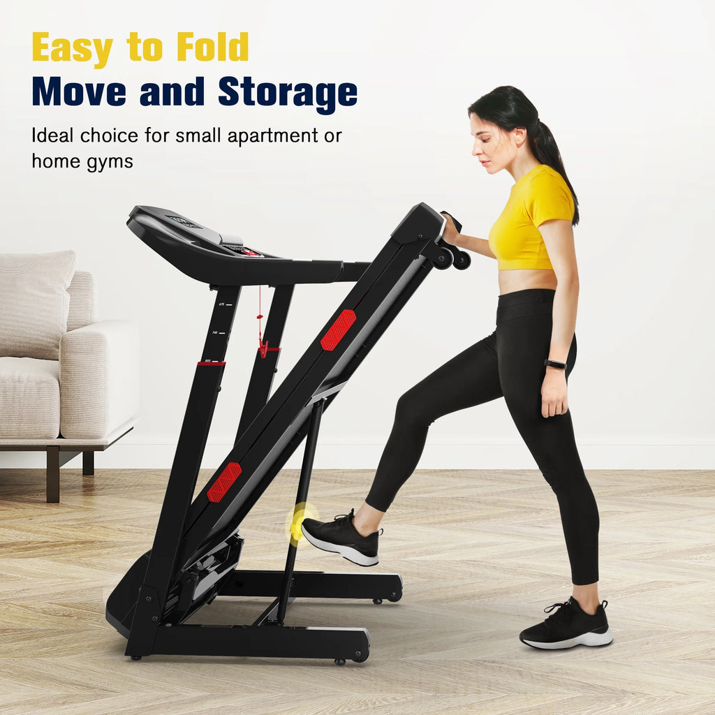 Tapis de course pliable Hapycity, inclinaison automatique de 15 %, capacité de 350 lb, Bluetooth, commande vocale, cardiofréquencemètre, pour la maison et le bureau