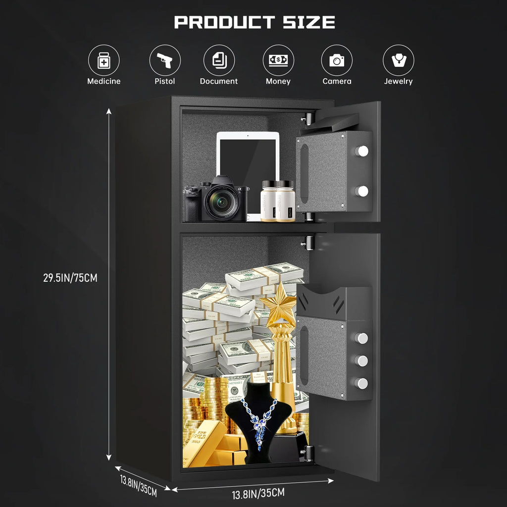 Silkight Safe - Coffre-fort domestique de 6,0 pi³ - Coffre-fort ignifugé à dépôt avec clavier rétroéclairé et système d'alarme pour la sécurité de l'argent à la maison et en entreprise