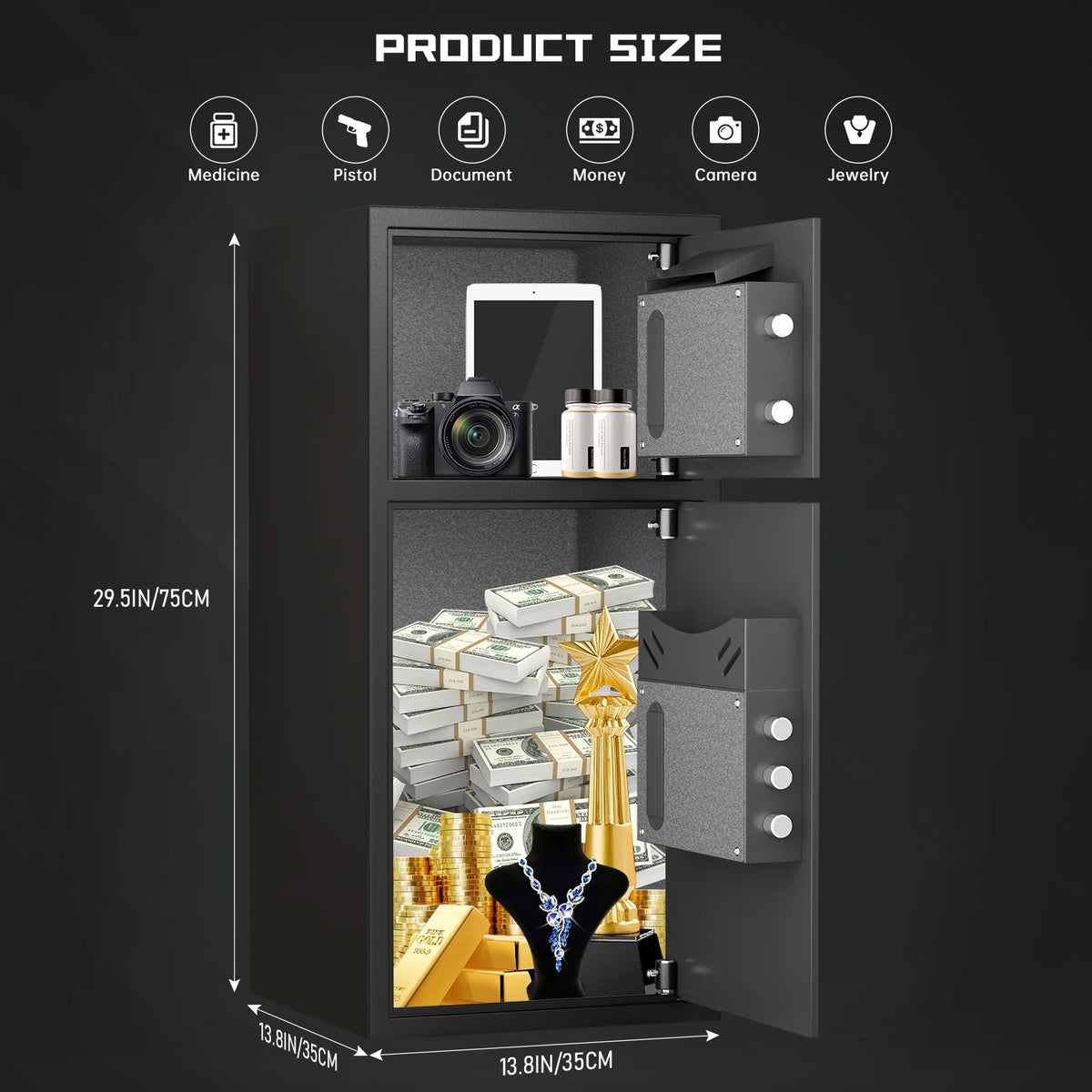 Silkight Safe - Coffre-fort domestique de 6,0 pi³ - Coffre-fort ignifugé à dépôt avec clavier rétroéclairé et système d'alarme pour la sécurité de l'argent à la maison et en entreprise
