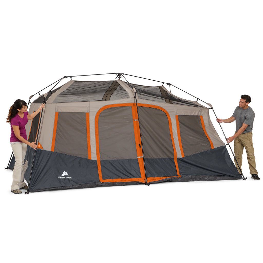 Tente cabane instantanée Ozark Trail pour 10 personnes – tente de camping familiale à 2 chambres avec double toit