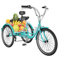 Tricycle pour adulte 20/24/26 pouces 7 vitesses, Vélo à trois roues pour adulte, Trike Cruiser avec outils & grand panier pour exercice, courses, pique-nique, activités de plein air