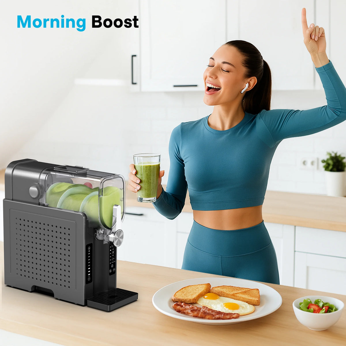 Machine à granité Flamemore pour la maison avec autonettoyage, sans glaçons, 6 réglages prédéfinis, machine à boissons glacées, démarrage différé de 12 h, 200 W