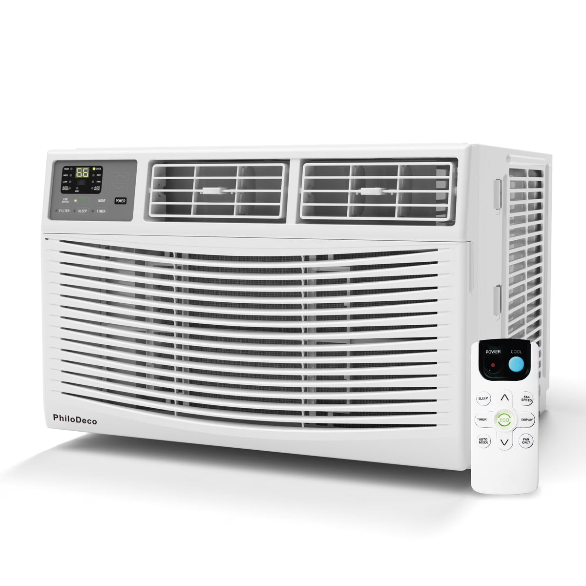 Climatiseur de fenêtre 8000 BTU  350 pi² Intelligent, Écran d’affichage LED, avec télécommande, le climatiseur peut servir de déshumidificateur/ventilateur, fonctionnement silencieux, économe en énergie. Minuterie/Mode sommeil et ÉCO