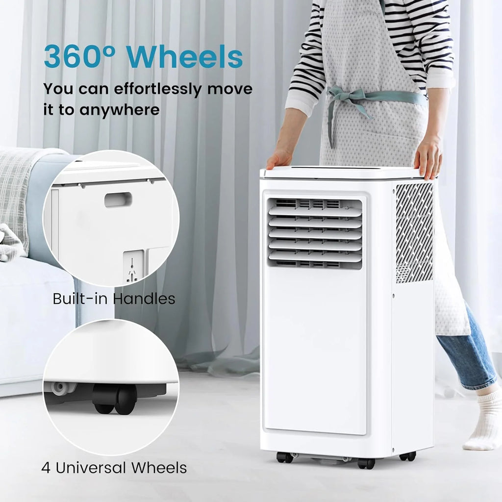 Climatiseur portable Auseo, 8 000 BTU ASHRAE, climatiseur silencieux 4-en-1 avec déshumidificateur, ventilateur, mode sommeil et filtre lavable pour des pièces allant jusqu’à 350 pi²
