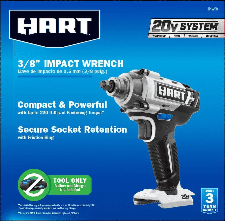 Kit de démarrage HART 20 volts comprenant 2 batteries de 4 Ah, un chargeur et une clé à chocs