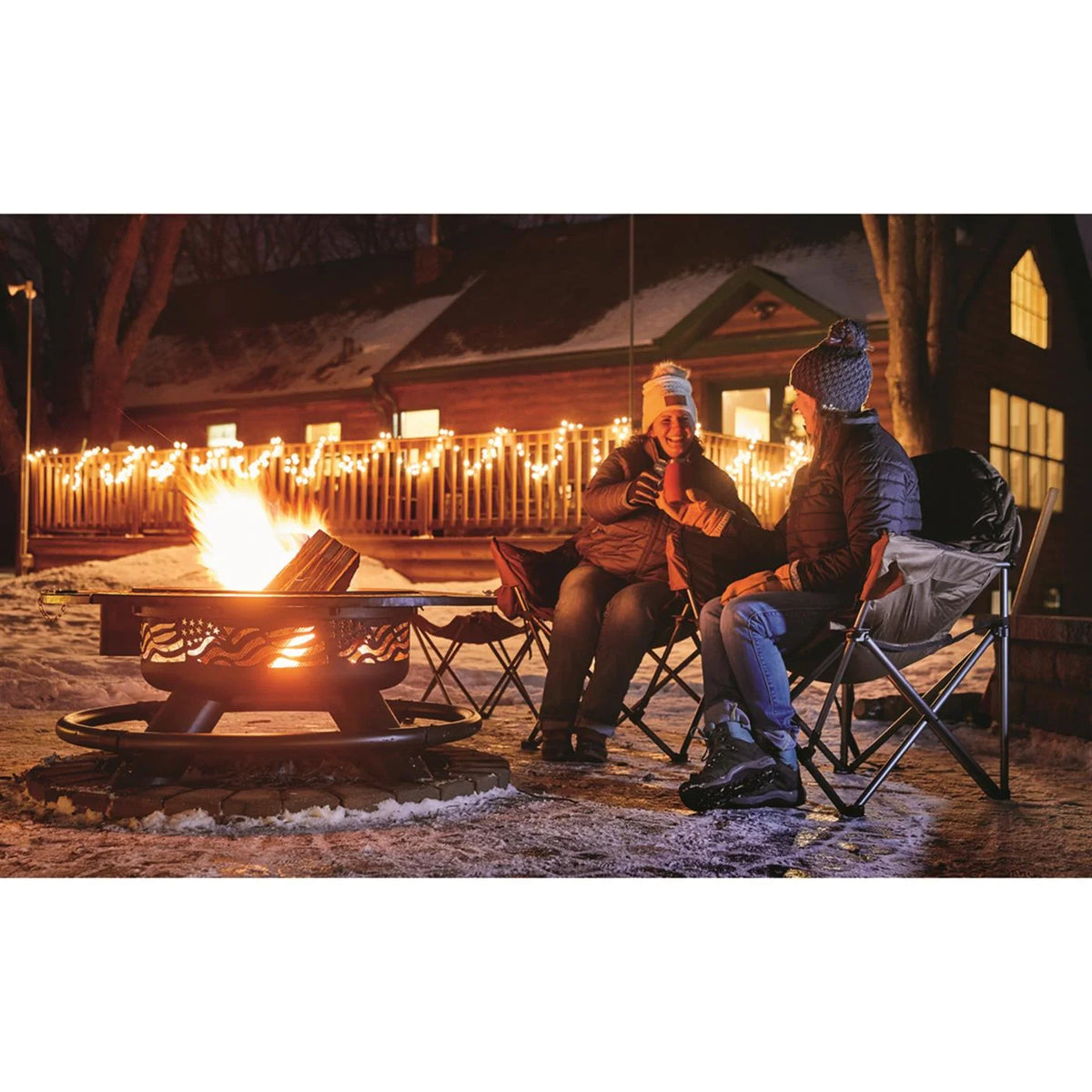 CASTLECREEK 47 Brasero avec grille de barbecue géométrique