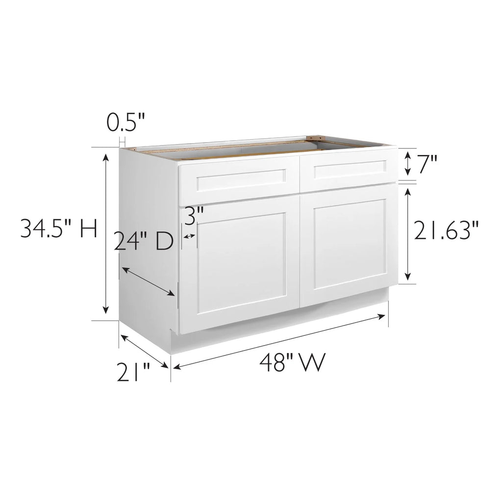 Design House Brookings Meuble bas de cuisine à assembler en bois Shaker, 2 portes et 2 tiroirs (48 x 34,5 x 24), blanc Sherwin Williams