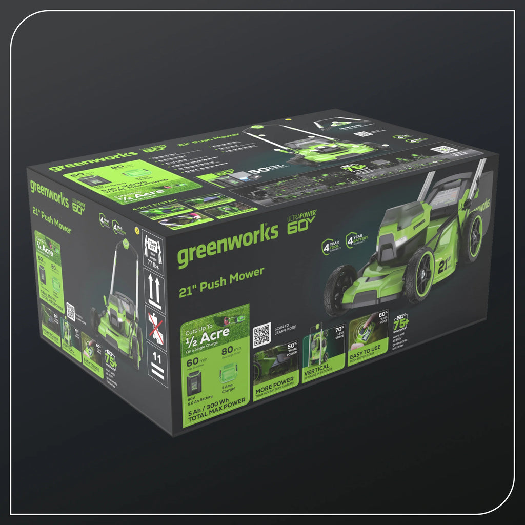 Tondeuse à gazon autotractée Greenworks 60V 21 + (1) batterie 5,0 Ah et chargeur 2546502