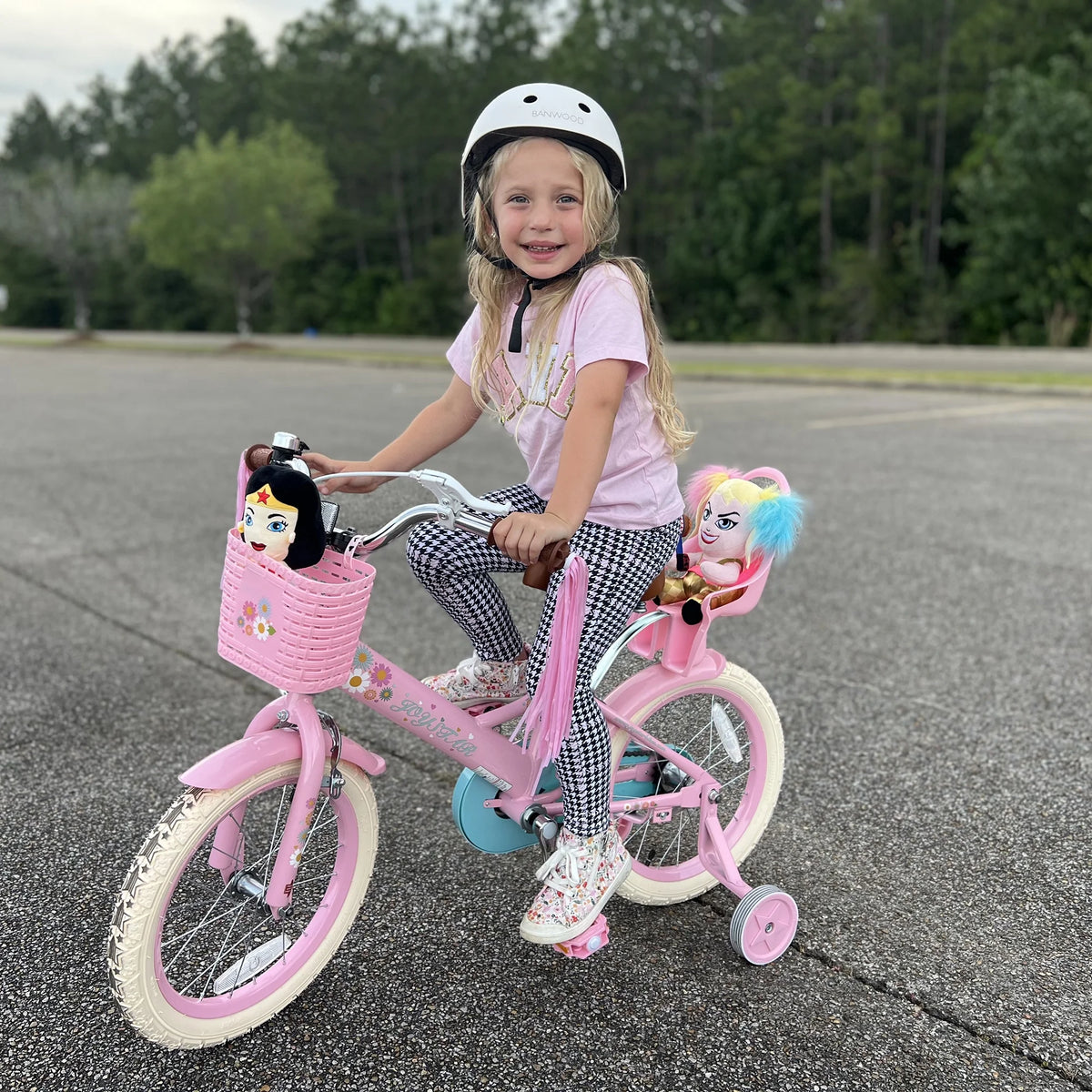 JOYSTAR Little Daisy Vélo pour enfant 14 pouces pour filles de 3 4 5 ans Vélo de princesse pour enfants avec freins à main Roues stabilisatrices Panier Serpentins Vélo pour tout-petits Bleu