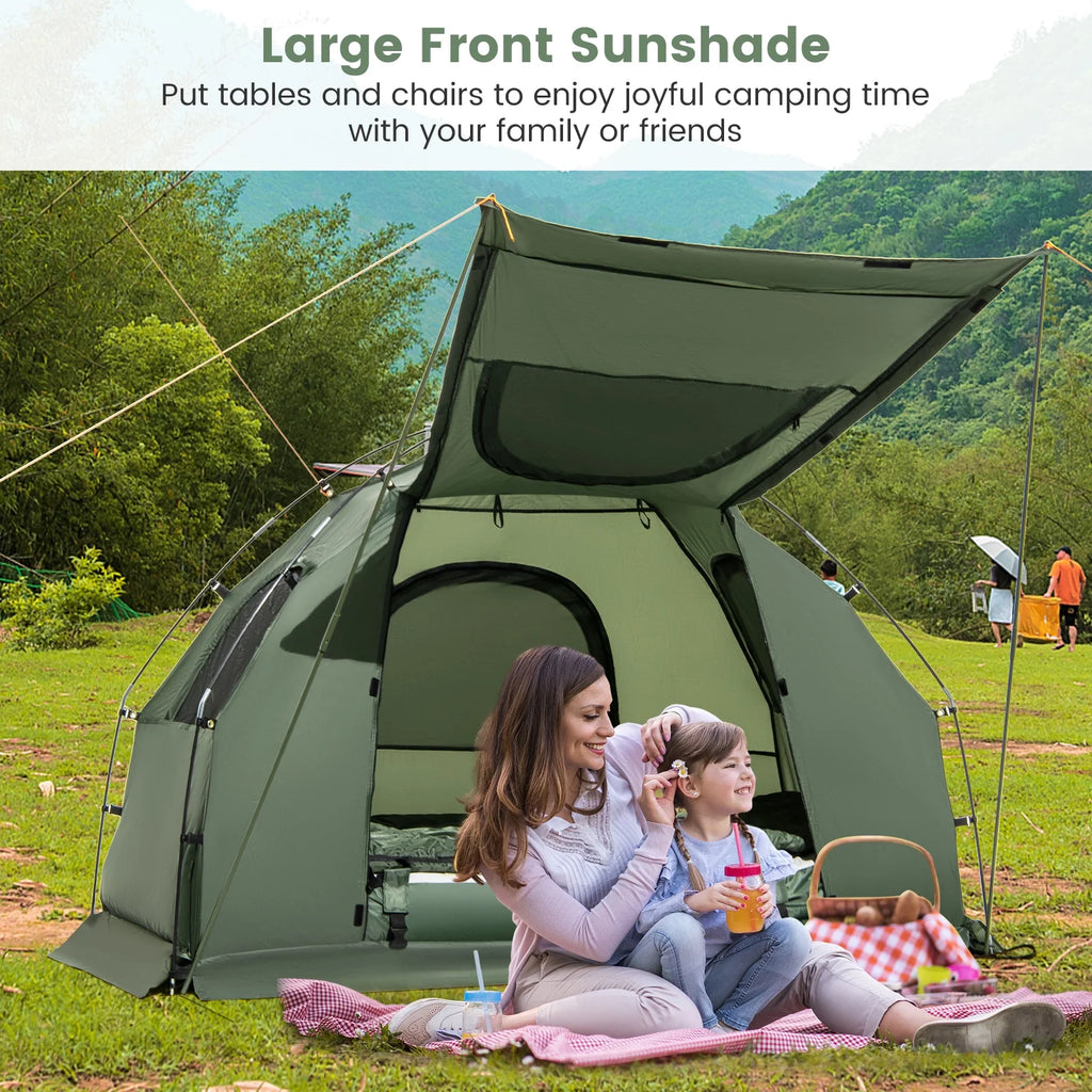 Tente de camping gonflable pour 1 personne Goplus avec matelas pneumatique, oreiller et sac de couchage
