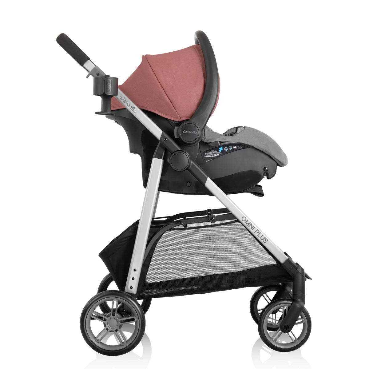 Système de voyage modulaire Evenflo Omni Plus avec siège auto pour bébé LiteMax Sport, gris Mylar, unisexe