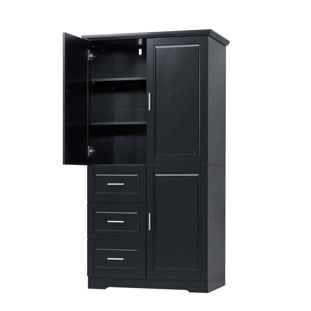Armoire de salle de bain, meuble de rangement de 62,2 de haut avec portes et étagères, armoire à linge sur pied pour salle de bain, cuisine, salon, grise