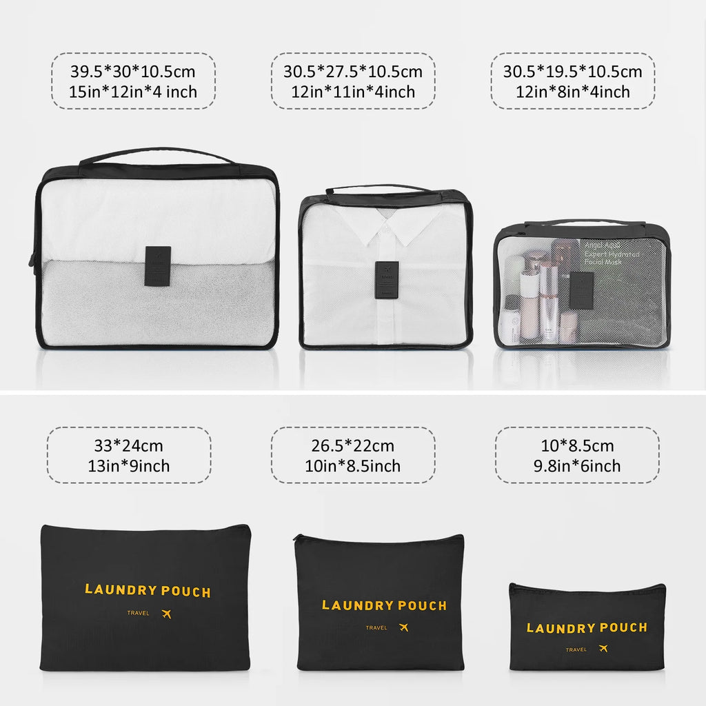 Ensemble de 9 pièces comprenant 3 valises rigides de 20, 24 et 28 pouces, 6 sacs de rangement et valises de voyage à roulettes, rose