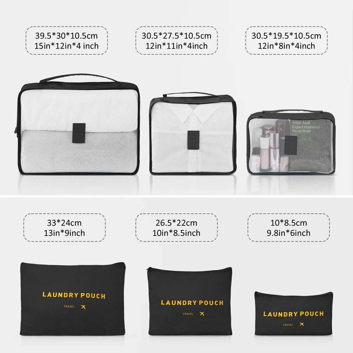 Ensemble de 9 pièces comprenant 3 valises rigides de 20, 24 et 28 pouces, 6 sacs de rangement et valises de voyage à roulettes, rose