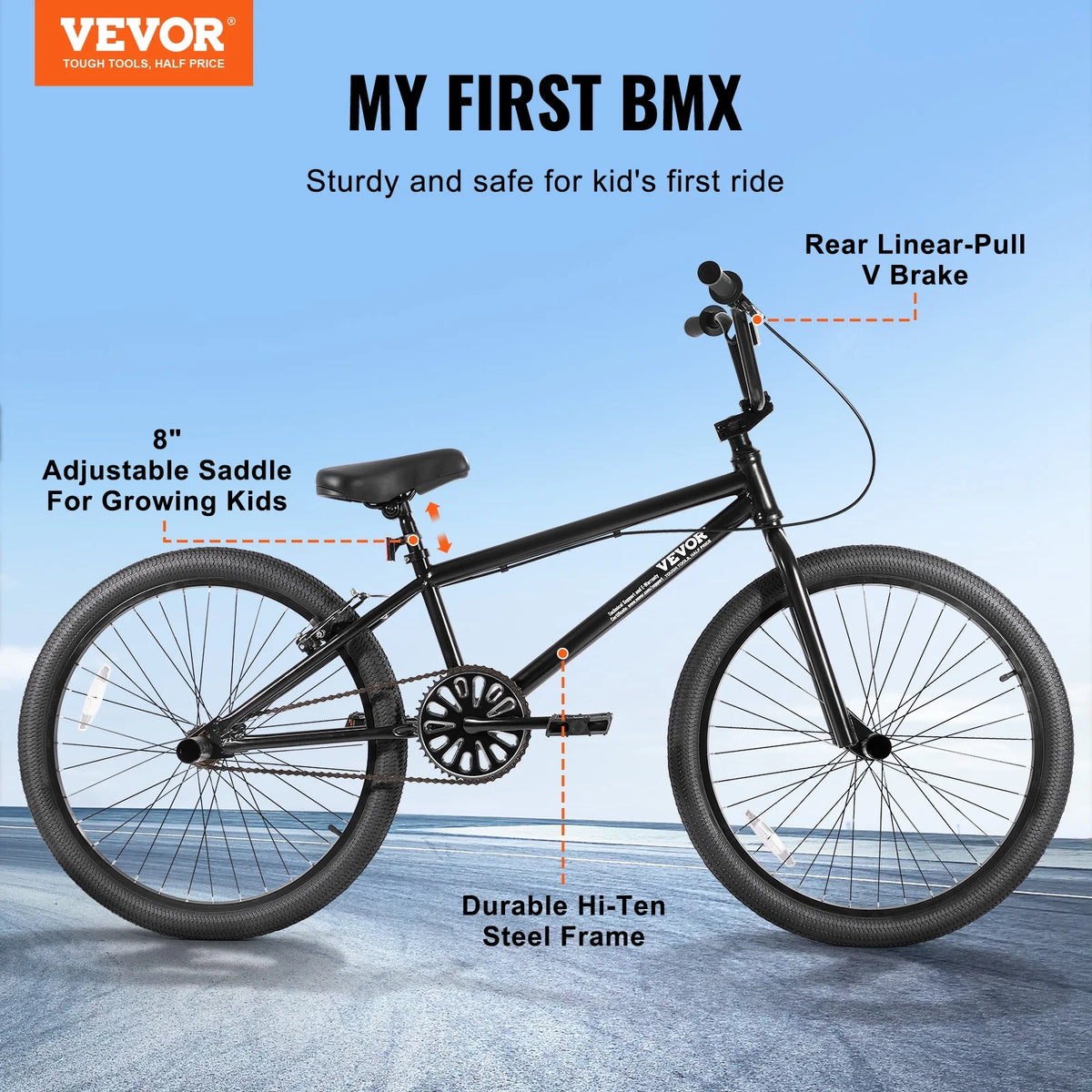 Vélo BMX VEVOR, vélo freestyle à roues de 24 pouces, vélo de course BMX avec 4 pegs, convient aux cyclistes débutants et confirmés, vélo BMX pour adolescents, adultes, hommes et femmes, cadre robuste en acier Hi-Ten, facile à assembler