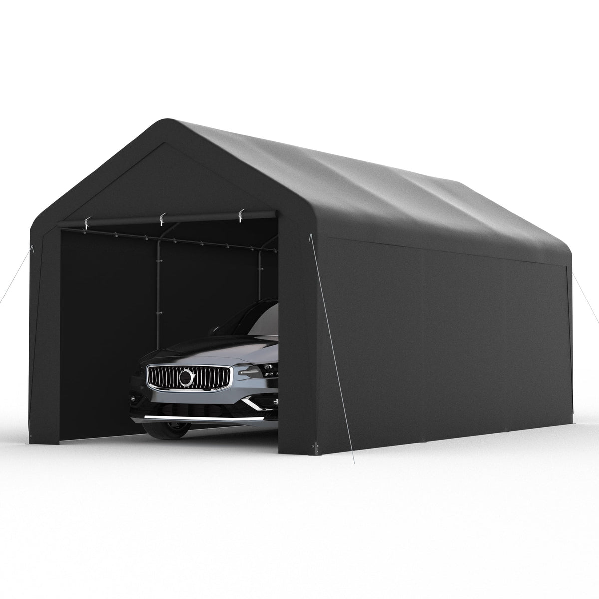 GOJOOASIS Carport, 10 x 20 Abri de voiture robuste avec paroi amovible, Garage portable en PE résistant à l'eau avec bâche toutes saisons Beige