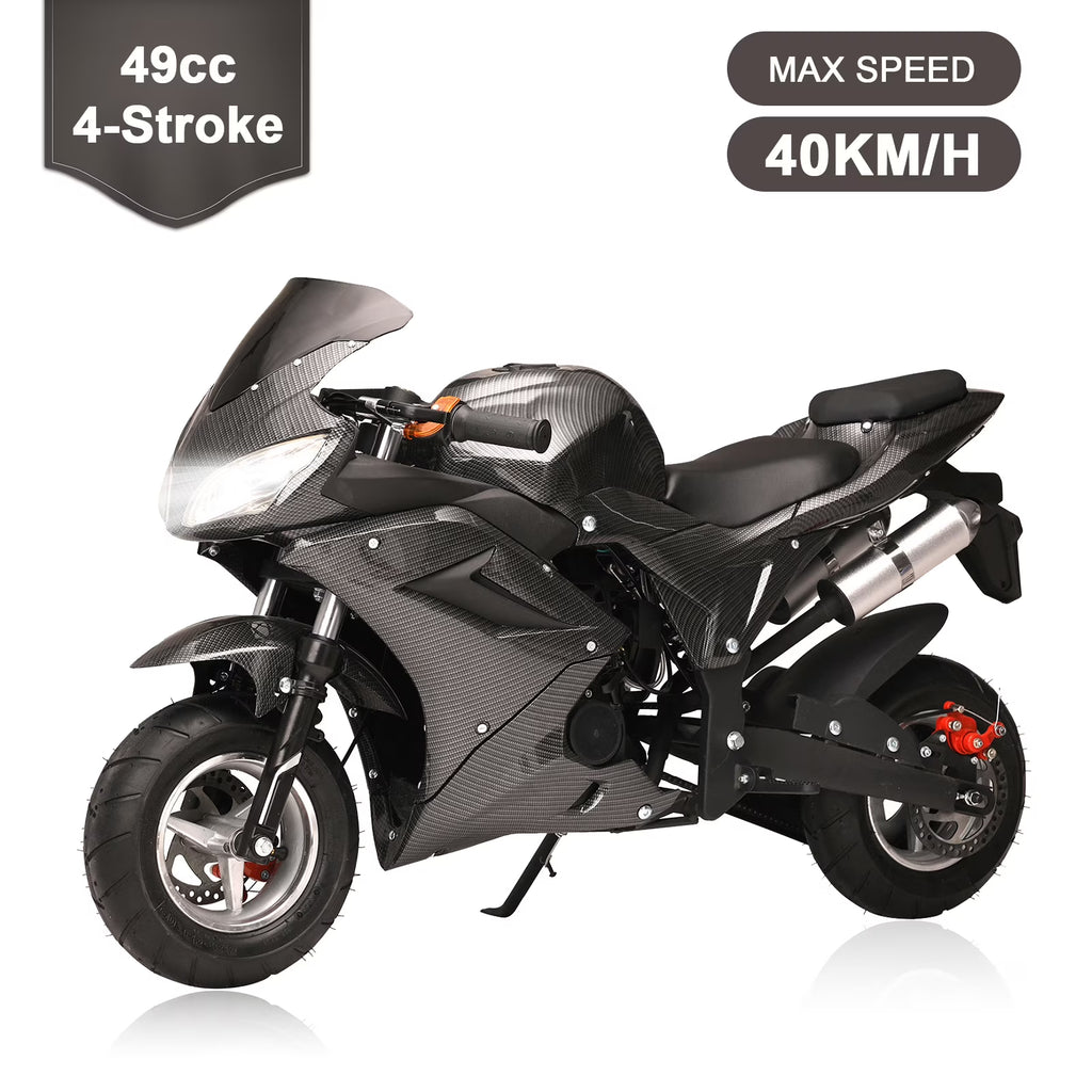 Mini moto essence AQQW 49cc pour adultes et enfants, mini motos 4 temps, jouets motos tout-terrain à essence, charge max 441 lbs, meilleurs cadeaux pour enfants