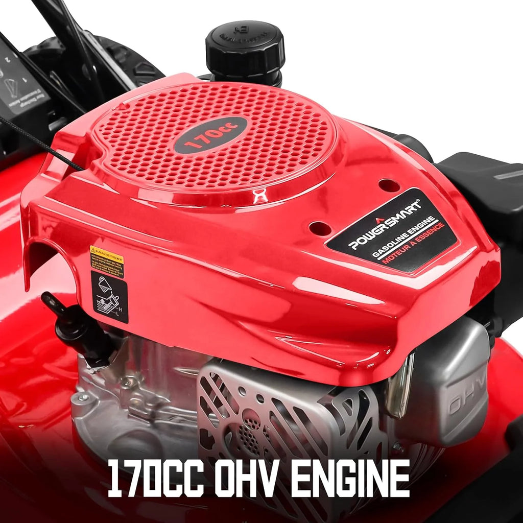 Tondeuse à gazon autotractée PowerSmart 21 170CC, avec 10 roues arrière