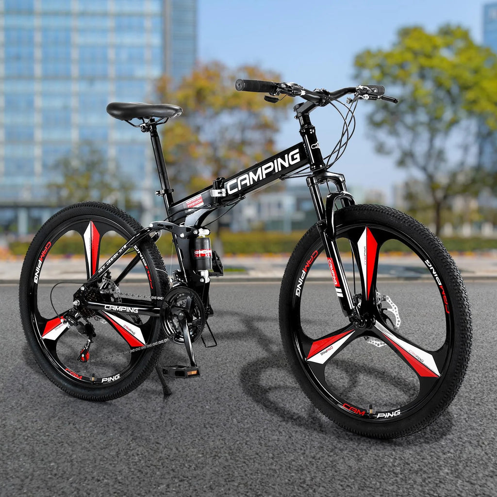 Vélo tout-terrain pliable Zimtown 26, vélo VTT Shimano 21 vitesses pour adultes, noir