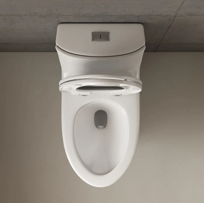 Toilettes modernes à une pièce Albriya A1878, toilettes de salle de bain standard à double chasse d’eau 1,1/1,6 GPF avec siège confortable, hauteur conforme à l’ADA, 16 1/2 po ? 12 po ? Entraxe, MaP 1000 g, blanc brillant