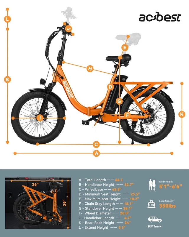 Vélo électrique Actbest pour adultes, Mars 20'' Pneu large Vélo pliant électrique avec moteur de pointe 1200W, 7 vitesses 28MPH, Batterie amovible 48V 499Wh, Potence de vélo réglable, Vélo électrique pliable UL2849 (Noir)