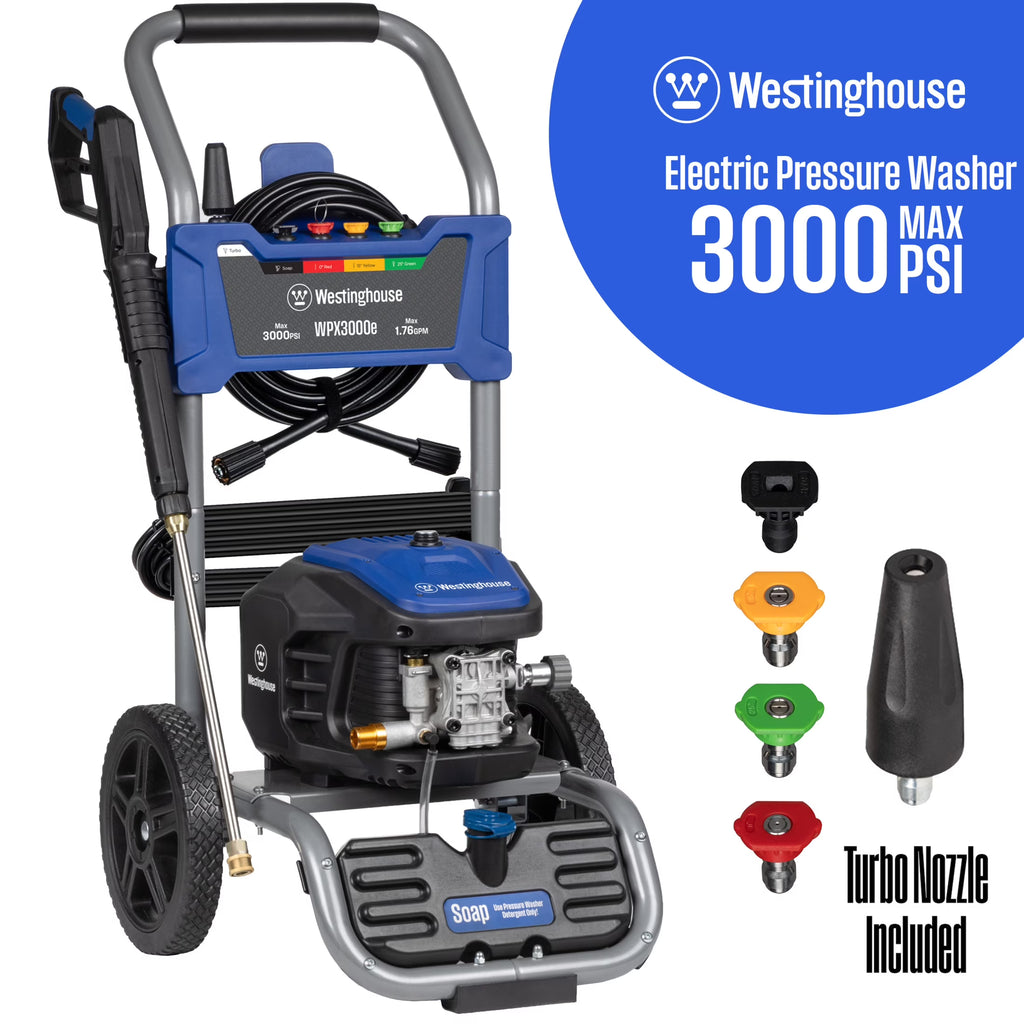 Nettoyeur haute pression électrique Westinghouse 3000 PSI à 1,76 120 V, léger