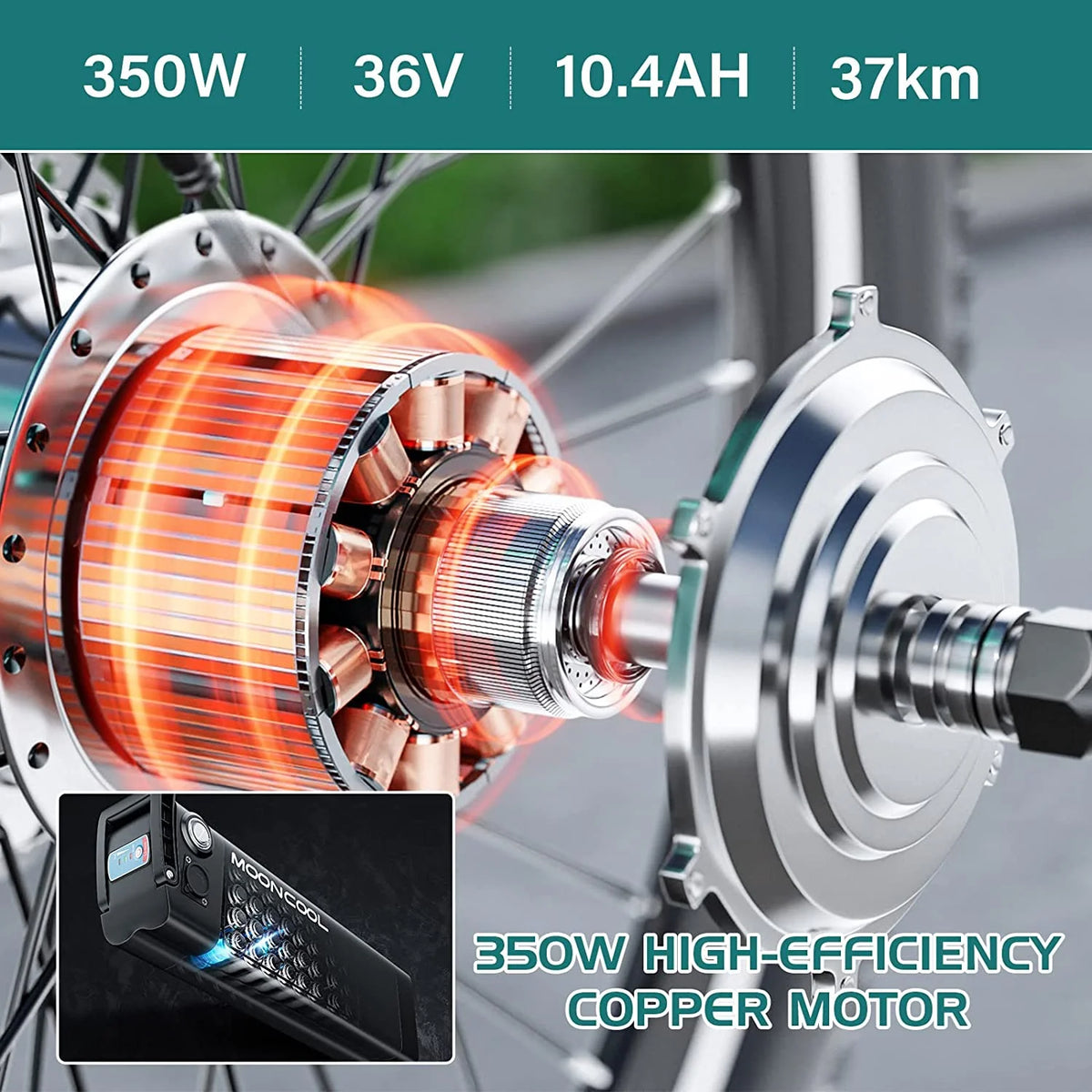 Tricycles électriques ABORON 24 26, batterie au lithium 36 V 10 Ah 350 W, triporteur électrique 7 vitesses pour adultes avec grand panier arrière et siège réglable