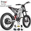 Moto électrique Freego X2Pro pour adultes avec moteur de 6 000 W (crête), batterie 60 V/30 Ah, vélo électrique tout-terrain de 80 km/h à 7 vitesses, suspension intégrale 19x2, frein hydraulique à quatre pistons, UL2849MTB