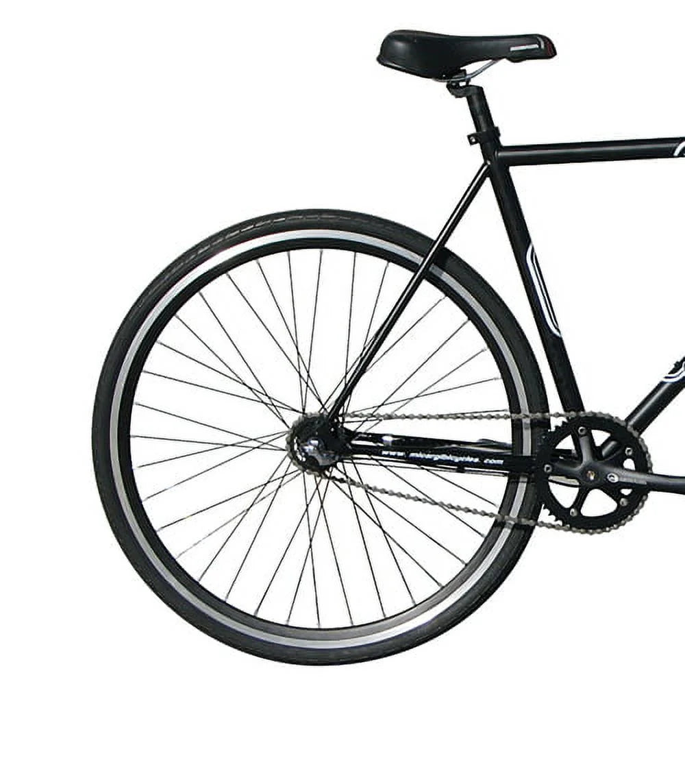 Vélo fixe Wonder Wheels 700C 57 cm, cadre en acier Hi-Ten, freins à commande latérale, jantes noires en alliage 700C*1.5*14G*32H*H30, rayons noirs, pneu noir. - Noir mat et noir