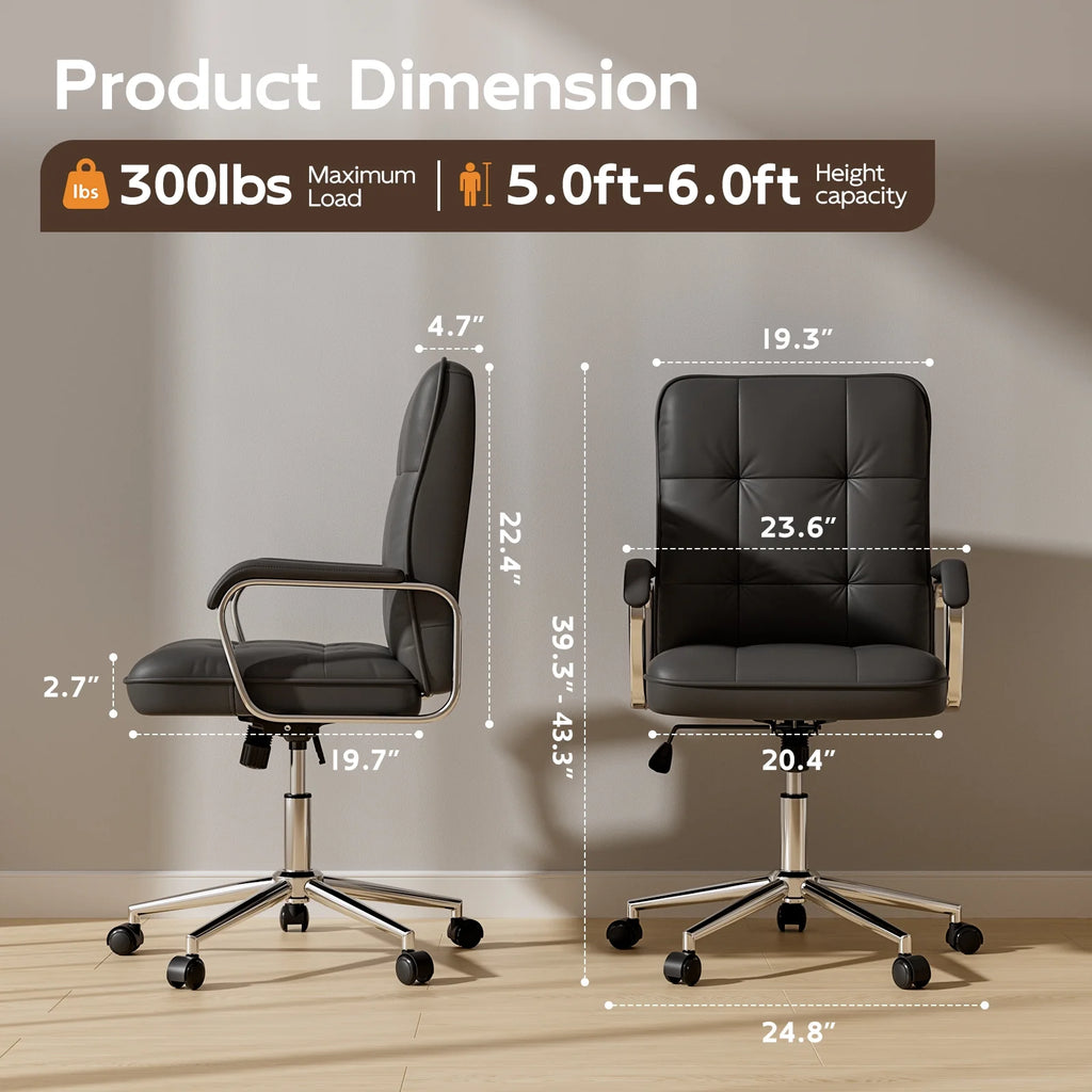 Chaise de bureau Solfway blanche, fauteuil de bureau pivotant en cuir avec roulettes et accoudoirs rembourrés, fauteuil de direction pour adultes