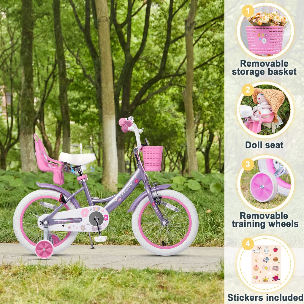 Vélo pour filles Glerc Maggie de 12 pouces pour enfants de 2 à 4 ans, Pêche