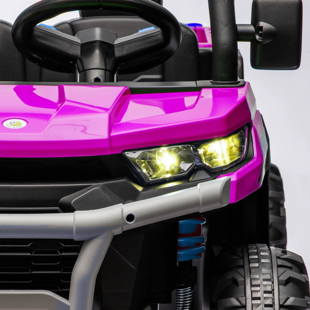 Xuanlur Voiture électrique pour enfants 24V 2 places, UTV avec moteur 2x200W, Jouet électrique 24 volts avec benne/pelle, Voiture électrique pour enfants avec pneus résistants, lumière LED, musique, télécommande, noire