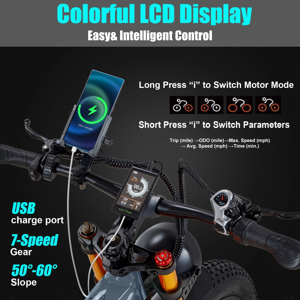 Dual Motors AWD 2000W Electric Bike for Adult 26'', UL2849 48V 60AH Removable Battery E-mountain bike 4'' Fat Tire up to 35MPH&200Miles Long Range Off Road Ebike Beach Dual Hydraulic&Brakes E-Bicycle