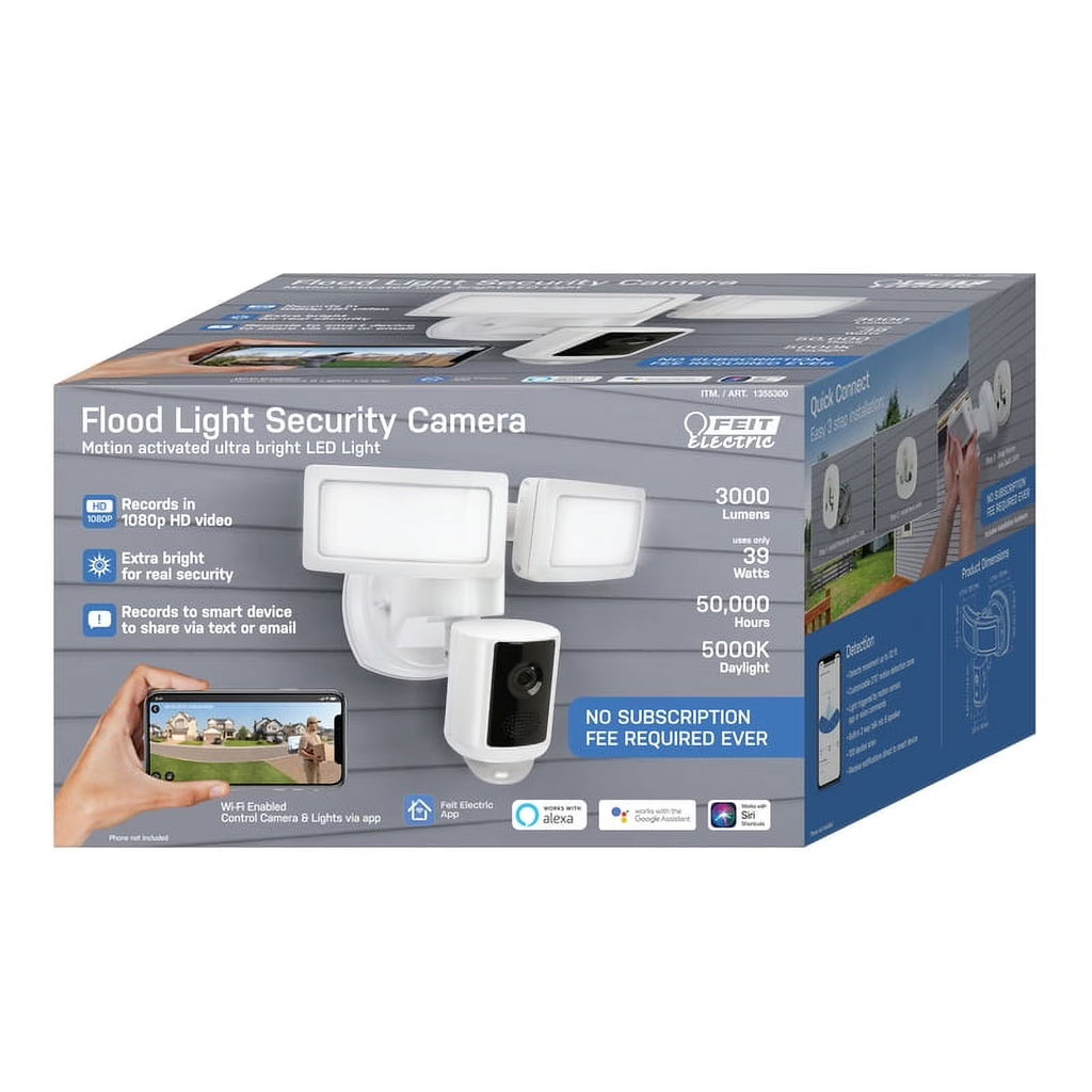 Projecteur de sécurité intelligent à LED Feit Electric 270 degrés, 39 W, avec caméra, lumière du jour, 10 têtes doubles réglables, à intensité variable