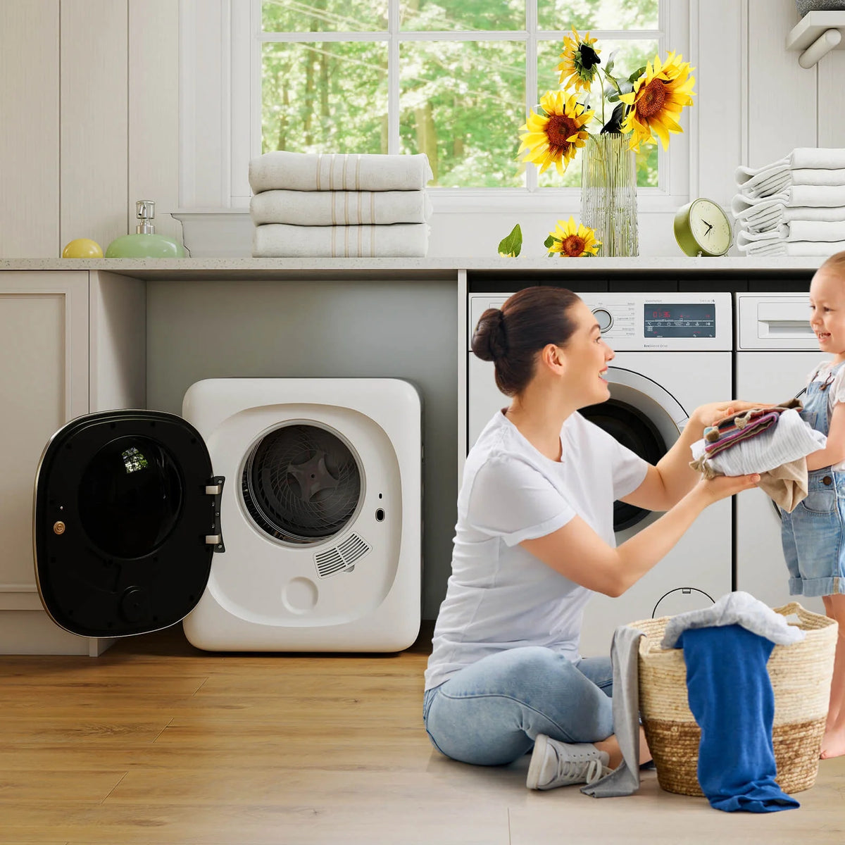 Sèche-linge compact électrique Costway 800 W de 1,5 pi³, avec tambour en acier inoxydable et 5 programmes