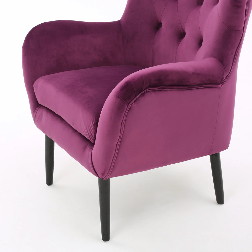 Fauteuil à oreilles en velours Noble House Simon, violet