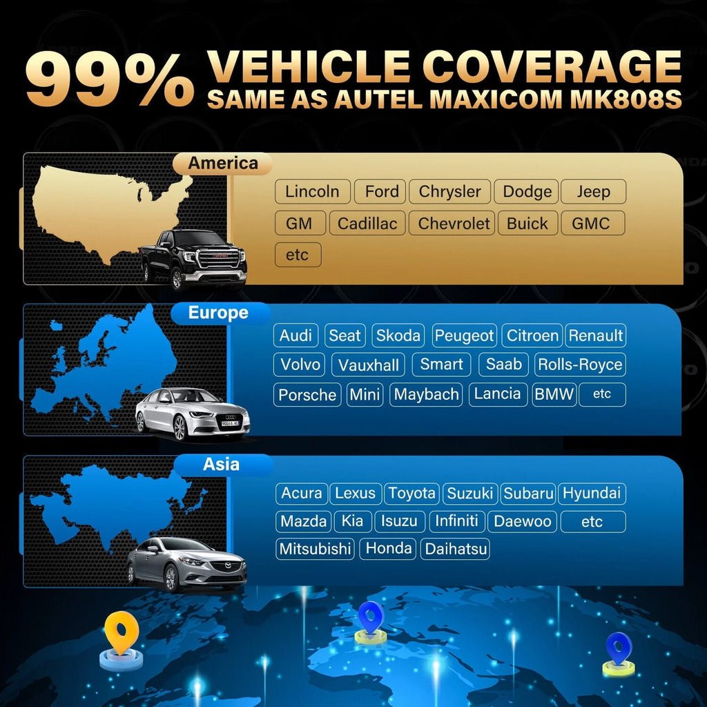 Outil de diagnostic automobile Autel MaxiCOM MK808S, outil de balayage de diagnostic bidirectionnel pour tous les systèmes, 28+ services, tests actifs