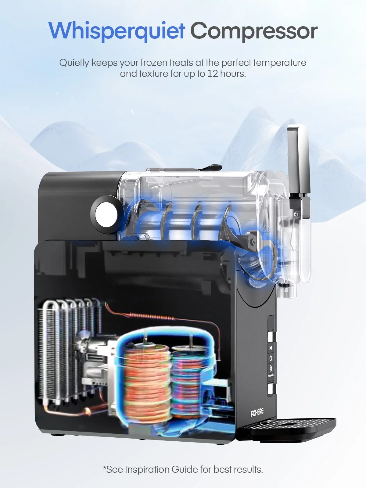 Machine à granité 5-en-1, sans glaçons, en 15 min, pour la maison, avec fonction autonettoyante, machine professionnelle à boissons glacées, 5 programmes prédéfinis, margaritas glacées, frappes, milkshakes et plus encore, FOHERE