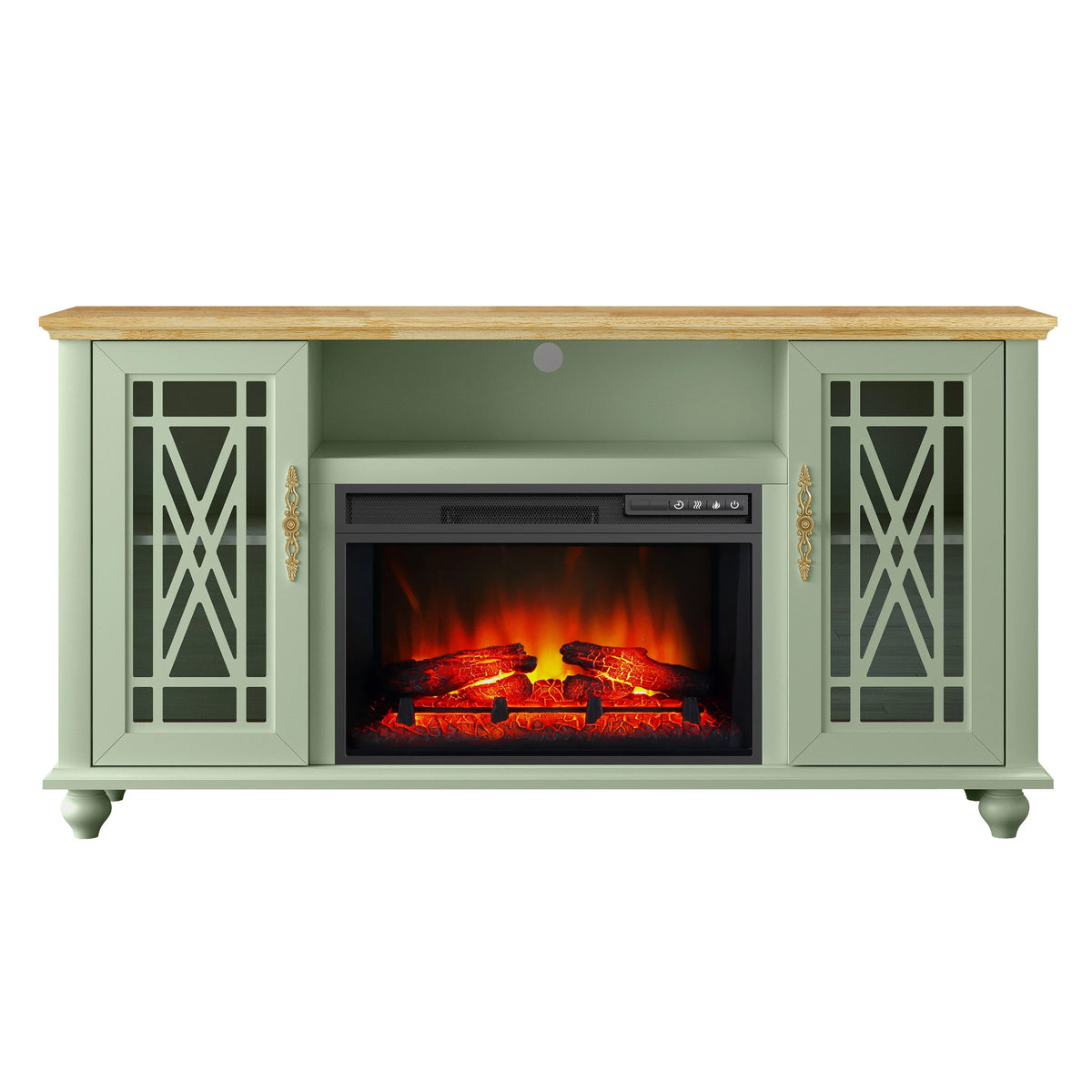 Meuble TV FESTIVO Elegant 61 avec cheminée - Vert